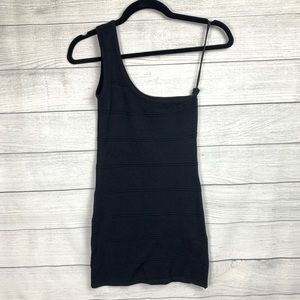 One Shoulder Black Bodycon Mini Dress